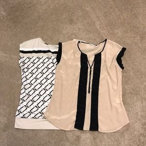 2 neutral colored tops